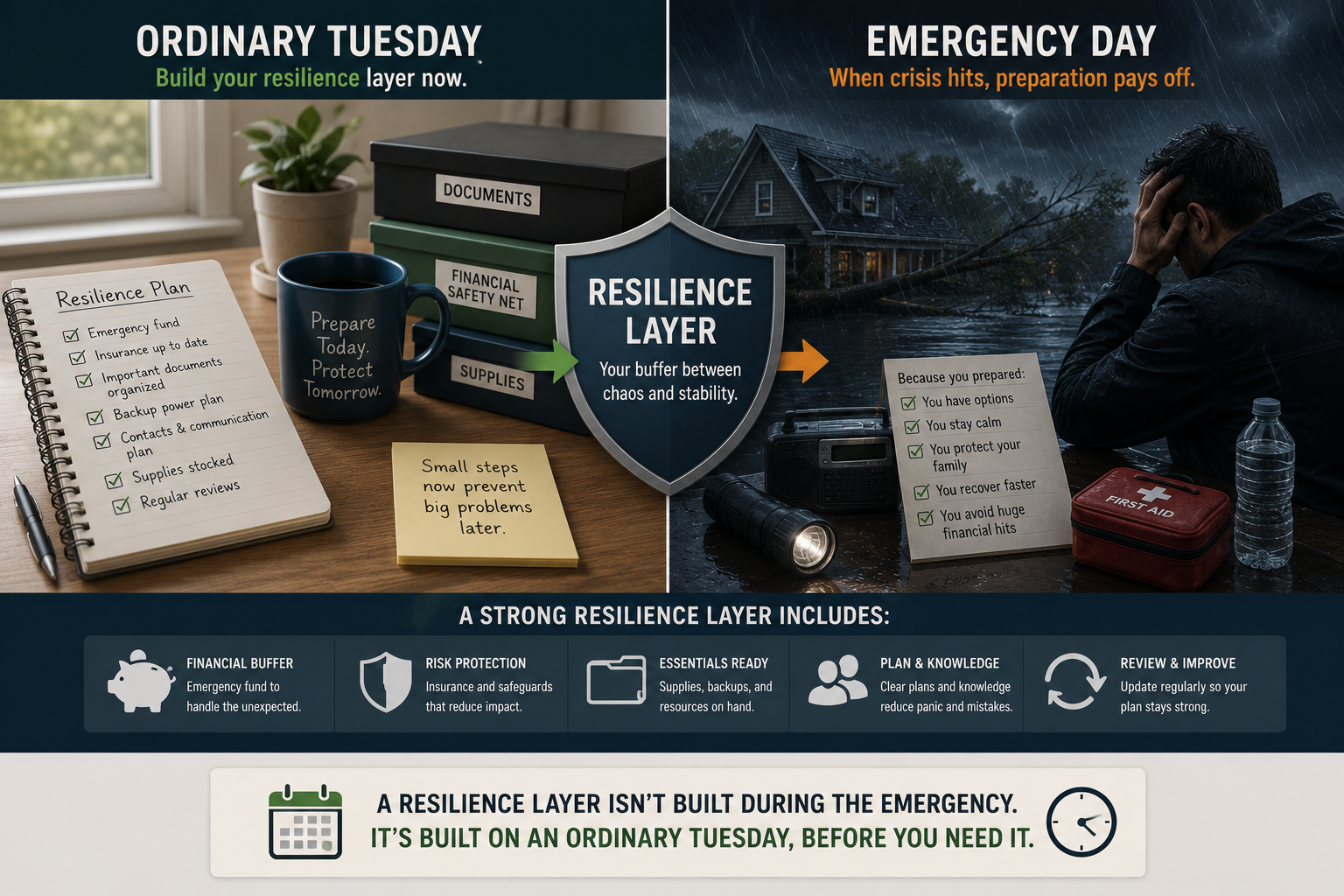 A resilience layer isn't built during the emergency. It's built on an
    ordinary Tuesday, before you need it.