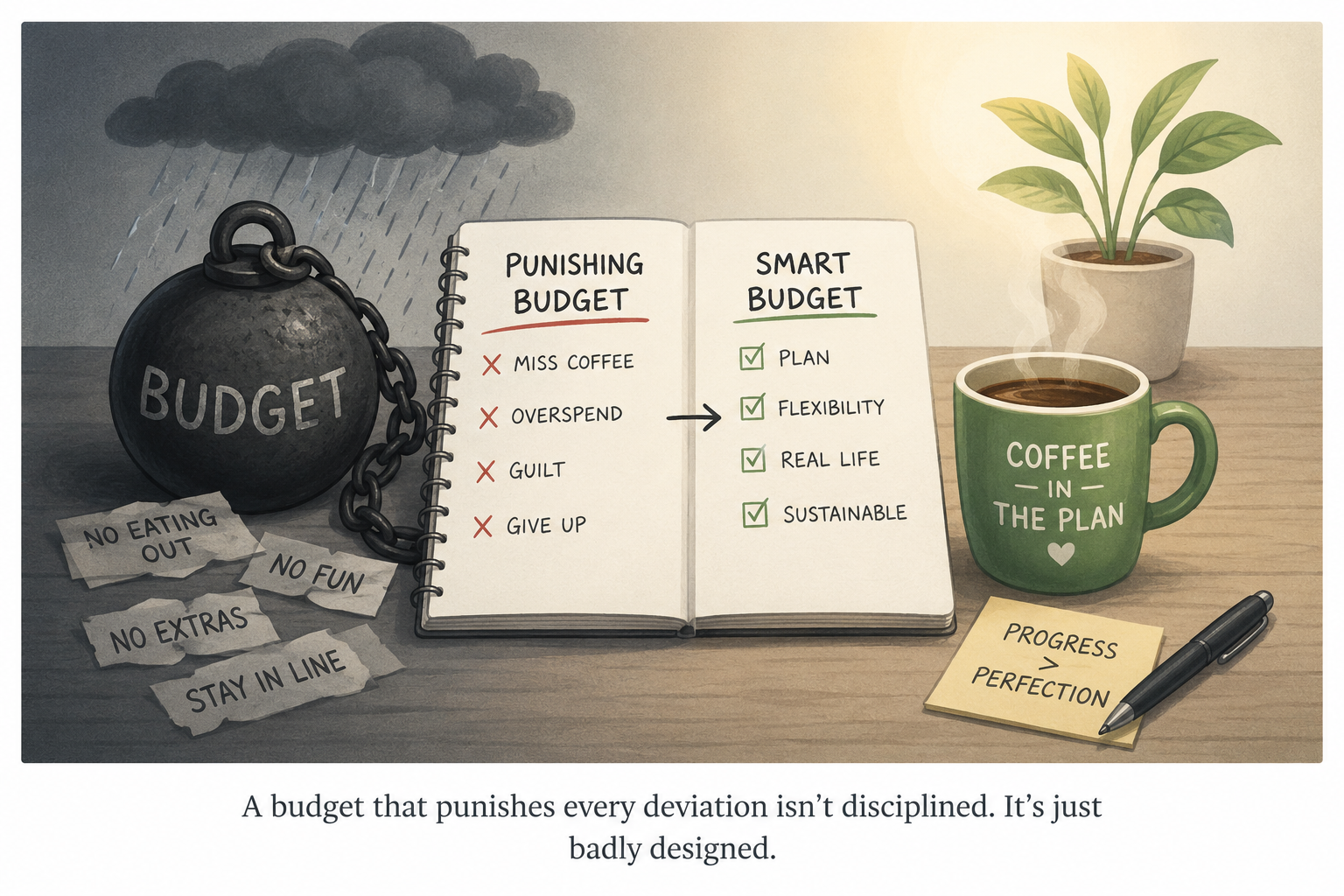 A budget that punishes every deviation isn't disciplined. It's just
    badly designed.