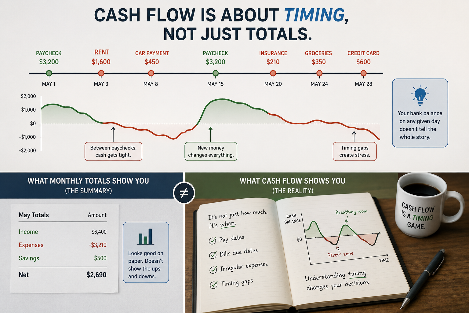 Cash flow isn't about how much you make. It's about when it moves.